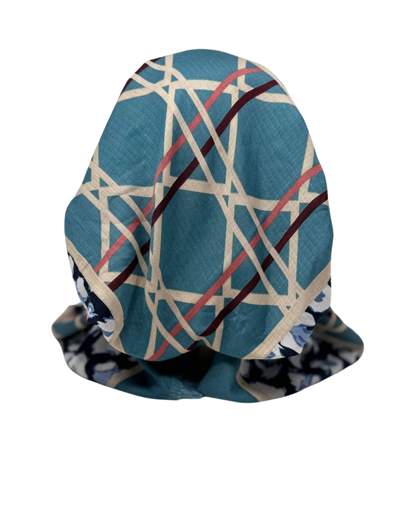 Royal T TSFVP-PP-TL Teal Paw Print Trim Pre-Tied Bandanna with Velvet Grip Myselflingerie.com