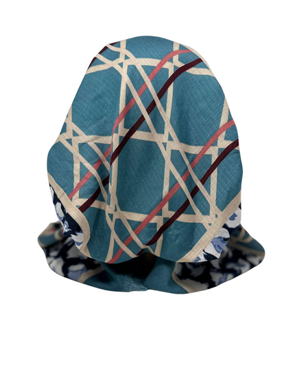 Royal T TSFVP-PP-TL Teal Paw Print Trim Pre-Tied Bandanna with Velvet Grip Myselflingerie.com