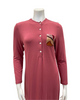 Angelice S-7413 Deep Pink Velour Patch Modal Coverall Nursing Nightgown Myselflingerie.com