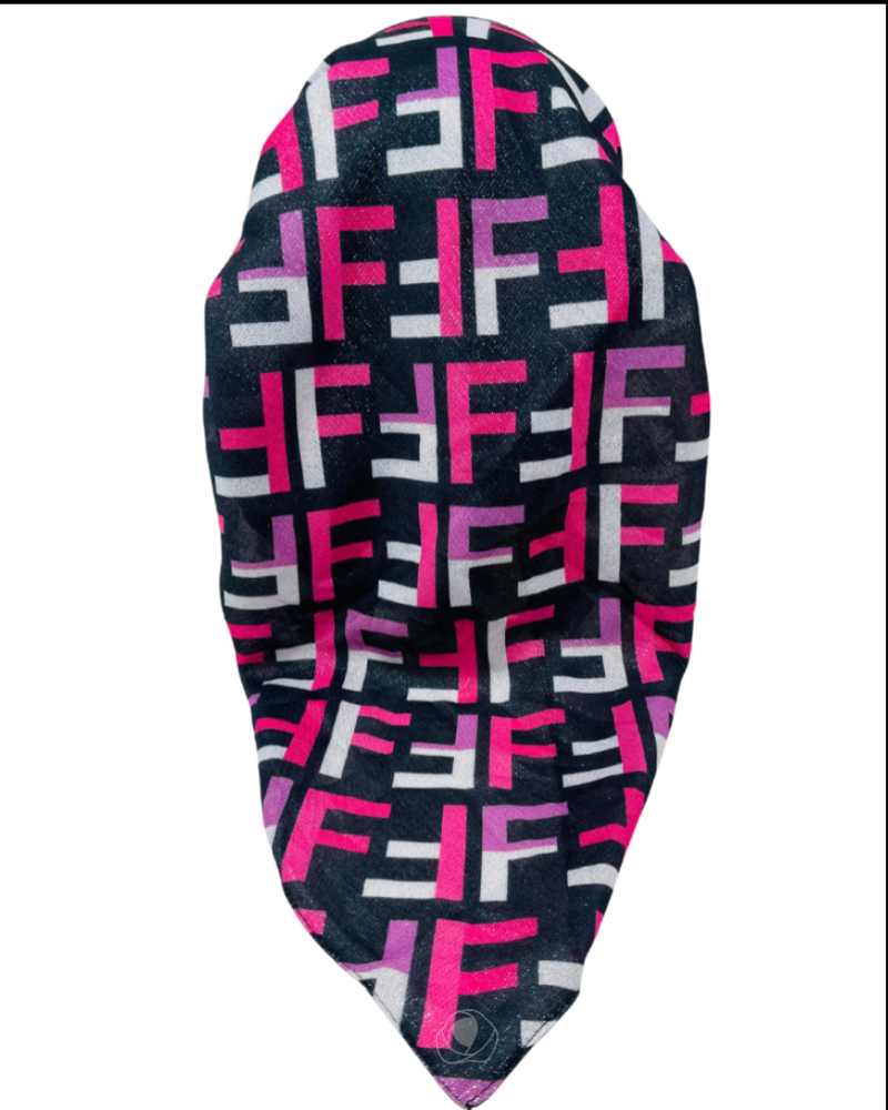 It's Younique OB-FEN-PI Pink Tones Designer Inspired Shimmer Pre-Tied Open Back Bandanna with Velvet Grip Myselflingerie.com