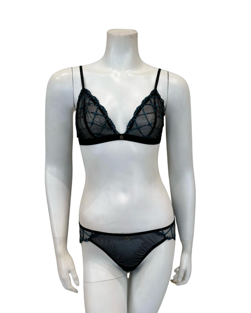 Cosabella AVVEN1301 + 0741 Black/Lago Avventura Bralette Set Myselflingerie.com