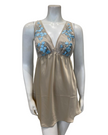 Isayes Lingerie 600231 + 180148 Light Blue Embroidery Champagne Chemise & Wrap Set Myselflingerie.com