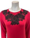 Verdiani Crimson/Black Necklace Lace Applique Pull On Modal Nightown