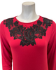 Verdiani Crimson/Black Necklace Lace Applique Pull On Modal Nightown
