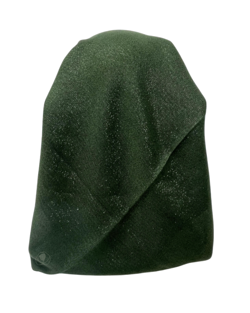 It's Younique OB-SHIM-OL Solid Olive Shimmer Pre-Tied Open Back Bandanna with Velvet Grip Myselflingerie.com