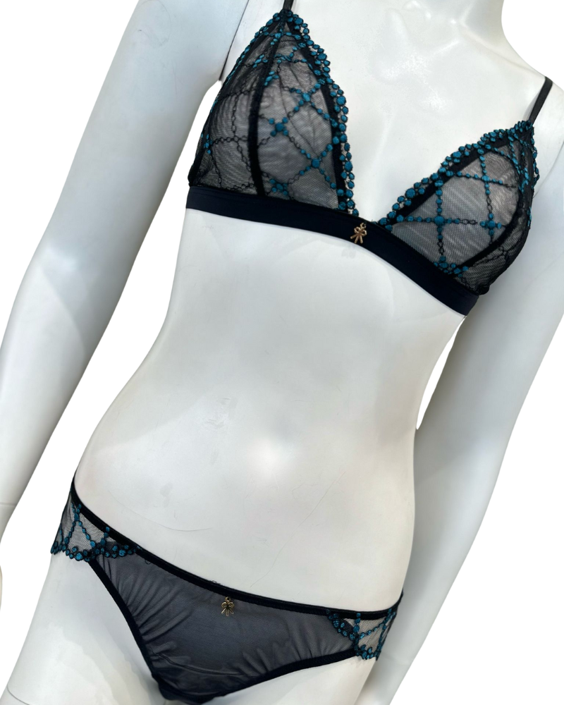 Cosabella AVVEN1301 + 0741 Black/Lago Avventura Bralette Set Myselflingerie.com