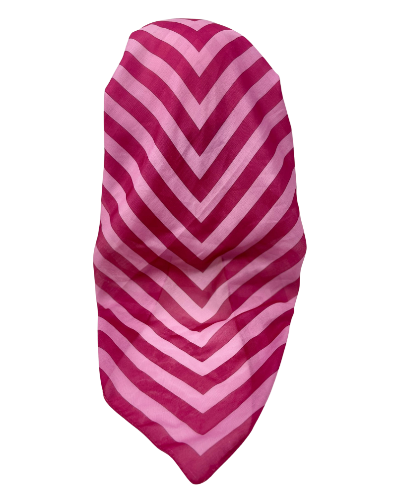 It's Younique OB-CHEV-PNK Pink Chevron Stripes Pre-Tied Open Back Bandanna with Velvet Grip Myselflingerie.com