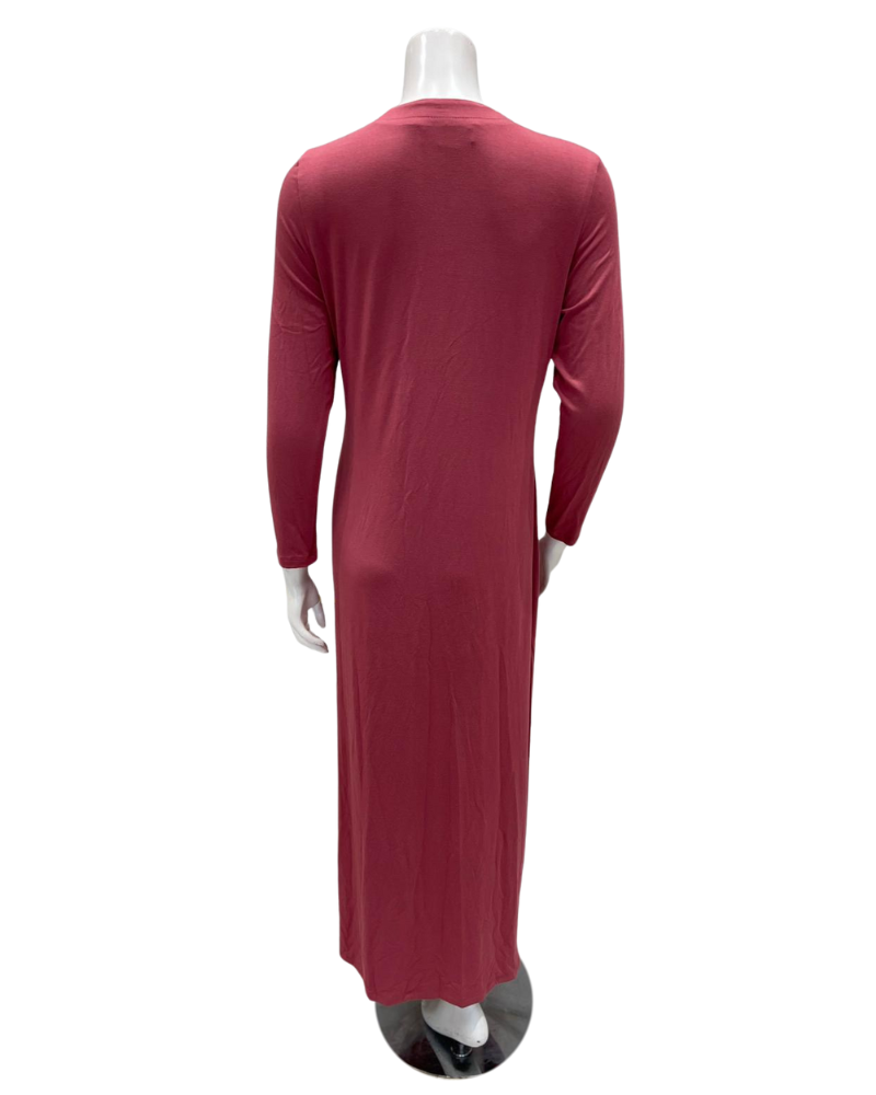 Angelice S-7413 Deep Pink Velour Patch Modal Coverall Nursing Nightgown Myselflingerie.com