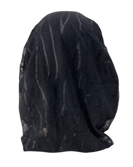 Ahead VT2601 Black Waverly Mesh Versatile Style Long Tails Open Back Pre-Tied Bandanna Myselflingerie.com