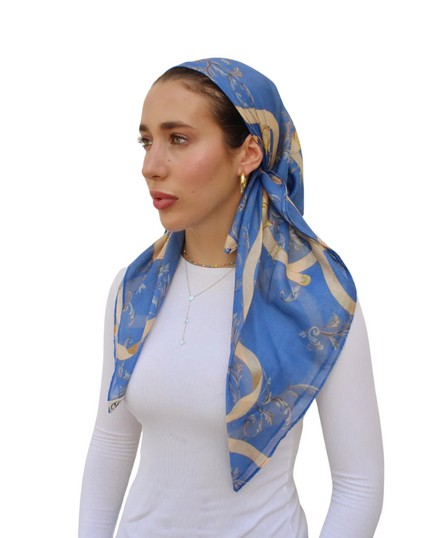 Scarf Bar Slate Blue Chains Square Scarf with Invisible Grip Myselflingerie.com