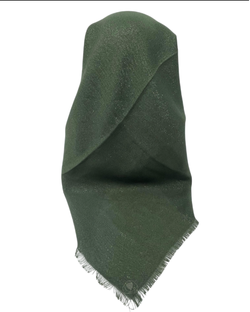 It's Younique OB-SHIM-OL Solid Olive Shimmer Pre-Tied Open Back Bandanna with Velvet Grip Myselflingerie.com