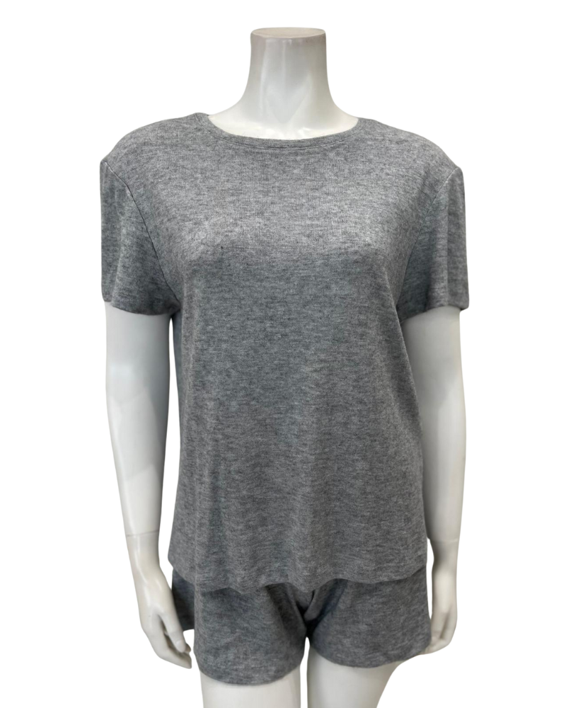Jackie O'Loungewear SLBST-GRY Grey Heather Shorts Pajamas Set Myselflingerie.com