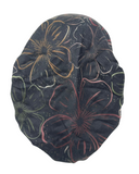 Revaz HS665M Mauve Large Flowers Adjustable Pre-Tied Bandanna with Velvet Grip Myselflingerie.com