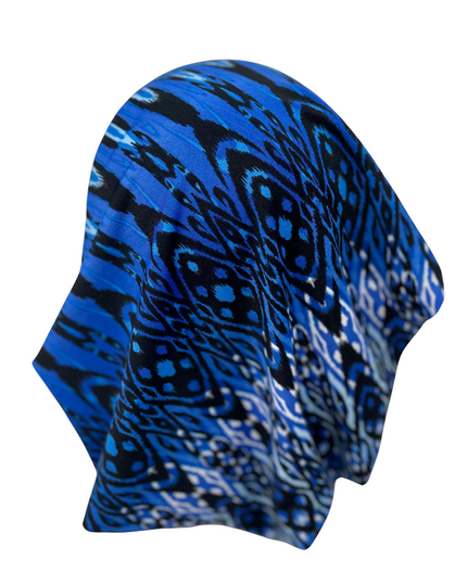 Triple Up BUL385 Blue & White Print Unlined Pre-Tied Bandanna Myselflingerie.com