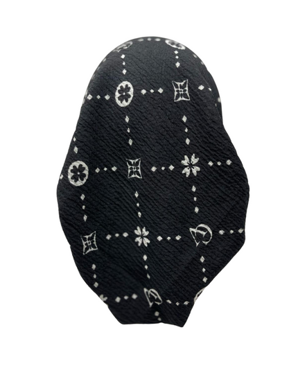 Revaz HS587A/W Black/White LV Adjustable Pre-Tied Bandanna with Velvet Grip Myselflingerie.com