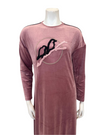 Mega Dreams 92543 Pink Velour Embroidered Birds Pull On Nightgown Myselflingerie.com