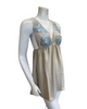 Isayes Lingerie 600231 + 180148 Light Blue Embroidery Champagne Chemise & Wrap Set Myselflingerie.com