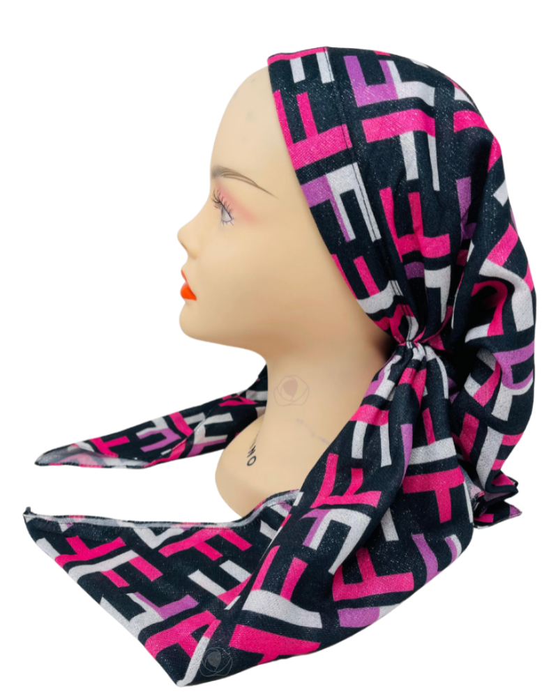 It's Younique OB-FEN-PI Pink Tones Designer Inspired Shimmer Pre-Tied Open Back Bandanna with Velvet Grip Myselflingerie.com