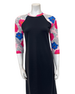 Undercover Waterwear LD-FLORAL Floral Print Sleeve Black Swim Dress Myselflingerie.com