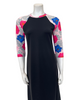 Undercover Waterwear LD-FLORAL Floral Print Sleeve Black Swim Dress Myselflingerie.com
