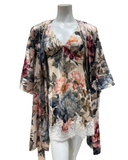 Mari M. 36370 + 36376 Printed Bloom Poly Silk Chemise & Wrap Set Myselflingerie.com