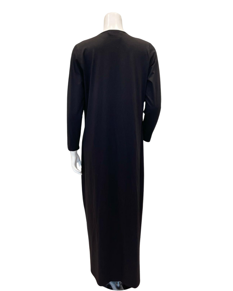 Chicolli N5097-25 Black Smocked Pull On Cotton Nightgown Myselflingerie.com