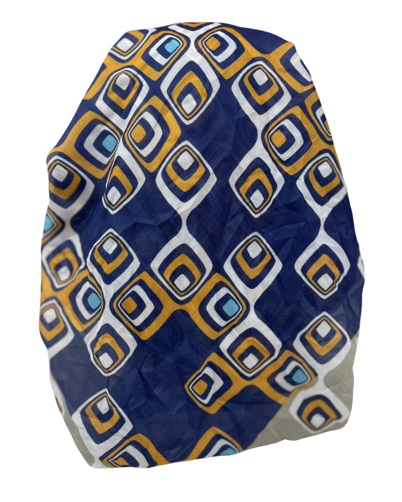 It's Younique OB-TET-BL Blue Tetris Blocks Pre-Tied Open Back Bandanna with Velvet Grip Myselflingerie.com