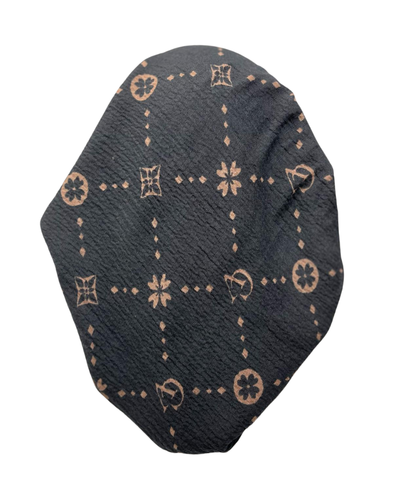 Revaz HS587A/D Black/Tan LV Adjustable Pre-Tied Bandanna with Velvet Grip Myselflingerie.com