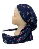 Lizi Headwear ACFNA Navy Floral Crimped Pre-Tied with Light Grip myselflingerie.com