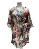 Mari M. 36370 + 36376 Printed Bloom Poly Silk Chemise & Wrap Set Myselflingerie.com