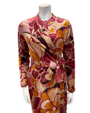 Angelice S7465 Pink and Beige Floral Plush Belted Front Morning Robe Myselflingerie.com