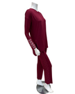 Oh! Zuza M4509 Red Wine V Neck Laced Trim Sleeve Pajamas Set Myselflingerie.com