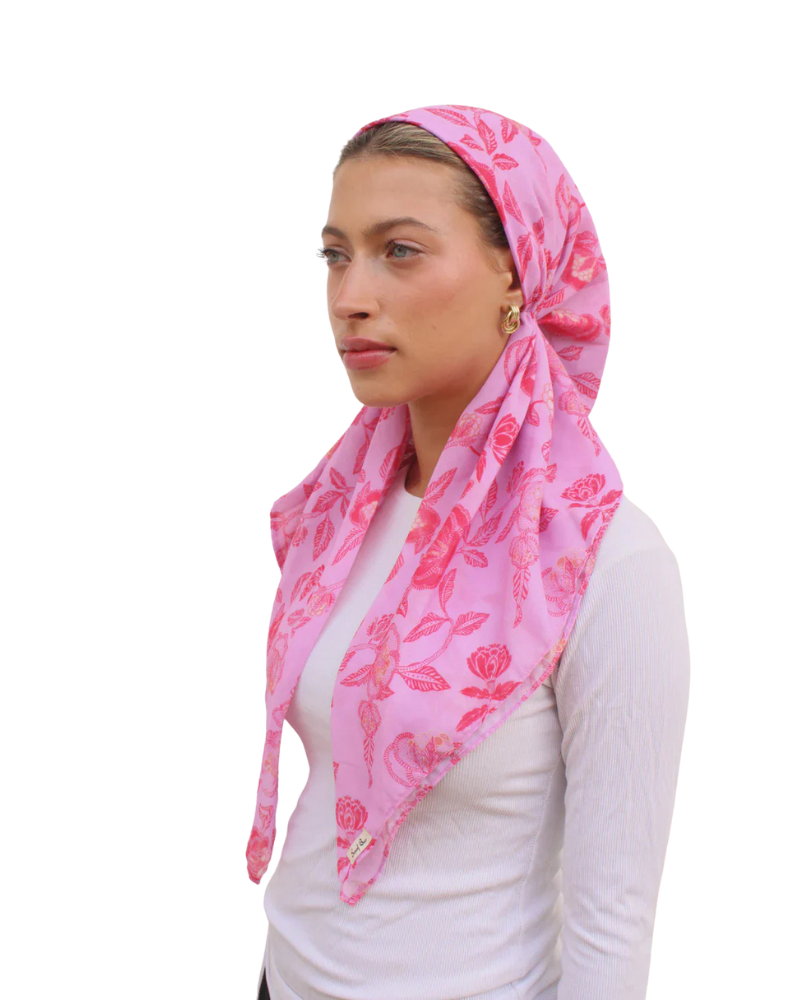 Scarf Bar Pink Paloma Classic Pre-Tied Bandanna with Velvet Grip Myselflingerie.com