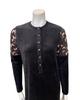 Nico Italy AP853VBK Black Butterfly Print Velour Snap Front Nightgown Myselflingerie.com