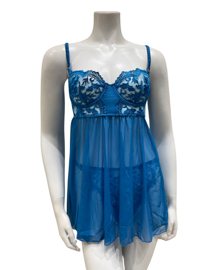Kilo Brava 16130 Hawaiian Blue Underwire Chemise Myselflingerie.com