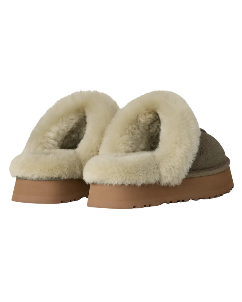 UGG 1122550 Moss Green / Muted Brass Disquette Slippers with Fur Trim Myselflingerie.com