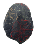 Revaz HS665A Black Large Flowers Adjustable Pre-Tied Bandanna with Velvet Grip Myselflingerie.com