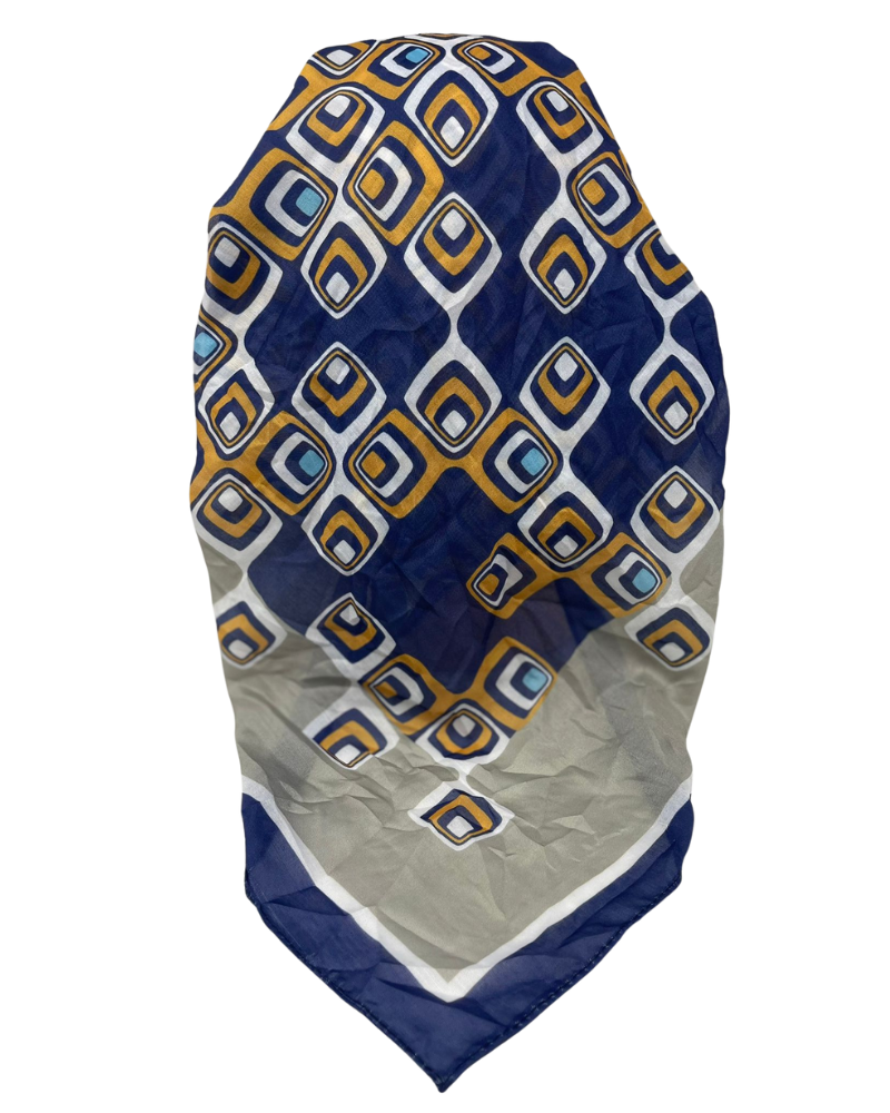 It's Younique OB-TET-BL Blue Tetris Blocks Pre-Tied Open Back Bandanna with Velvet Grip Myselflingerie.com