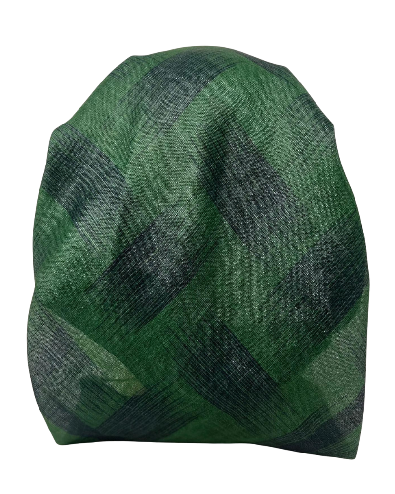 It's Younique OB-STRO-GN Green Paintbrush Strokes Pre-Tied Open Back Bandanna with Velvet Grip Myselflingerie.com