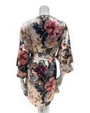 Mari M. 36370 + 36376 Printed Bloom Poly Silk Chemise & Wrap Set Myselflingerie.com