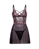 Oh La La Cheri 75-12054 Black/Floral Cheri Adela Babydoll Myselflingerie.com