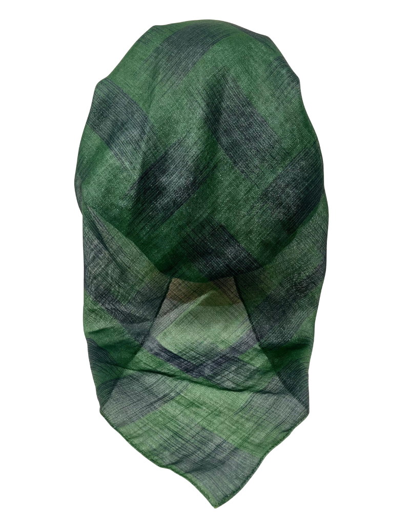 It's Younique OB-STRO-GN Green Paintbrush Strokes Pre-Tied Open Back Bandanna with Velvet Grip Myselflingerie.com