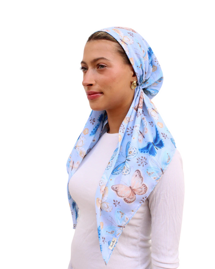 Scarf Bar Blue Butterfly Classic Pre-Tied Bandanna with Velvet Grip Myselflingerie.com
