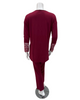 Oh! Zuza M4509 Red Wine V Neck Laced Trim Sleeve Pajamas Set Myselflingerie.com