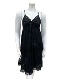 Pen-ky 14762C3 + 26761 Black Pleated Floral Lace Chemise & Wrap Set Myselflingerie.com