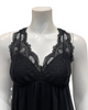 Fleur't 630F Black Lace Full Cup T-Back Short Modal Chemise Myselflingerie.com