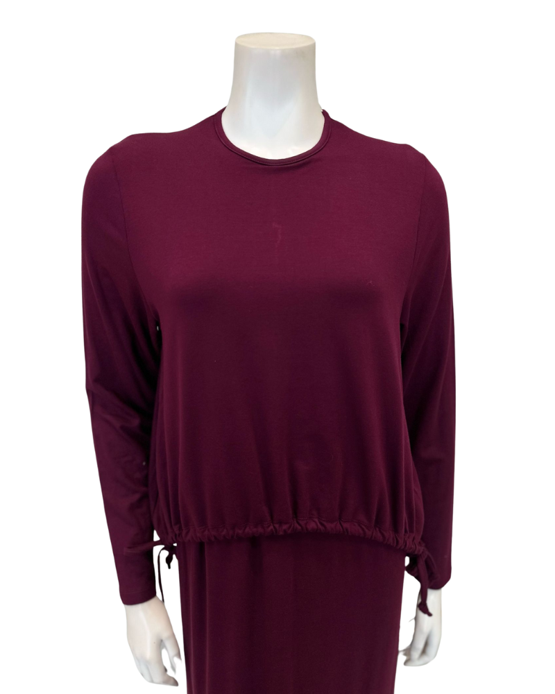 Velvet AN1861WN Wine Drawstring Modal Nursing Nightgown Myselflingerie.com