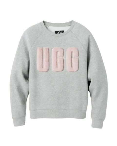 UGG Grey Heather/Sonora Madeline Fuzzy Logo Crewneck Sweater Myselflingerie.com