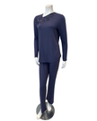 Verdiani 4438 Navy Slanted V Lace Applique Modal Pajamas Set Myselflingerie.com