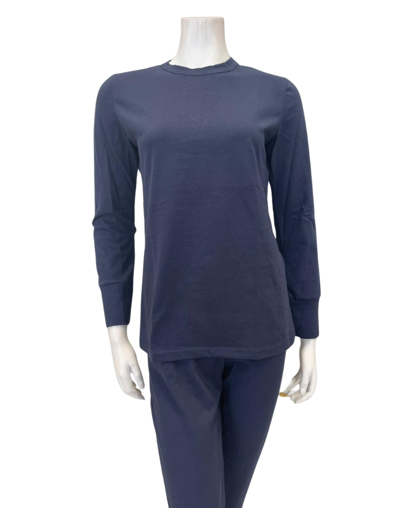 Isayes Lingerie 800502 Navy Cotton Crew Neck Pajamas Set Myselflingerie.com